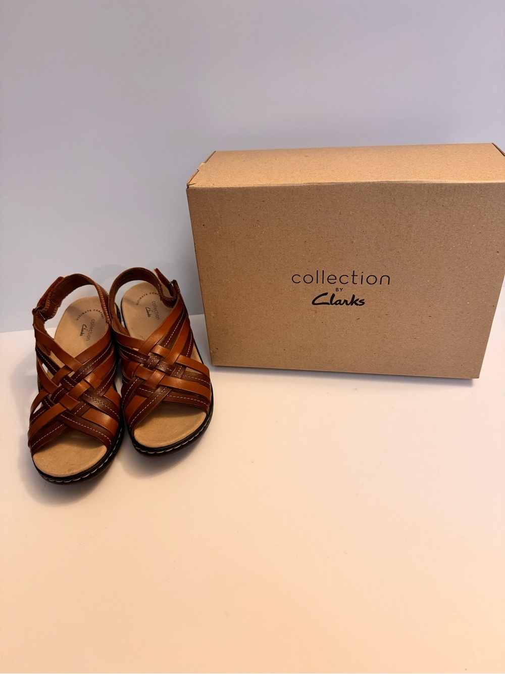 Clarks Brown Leather Strappy Sandals